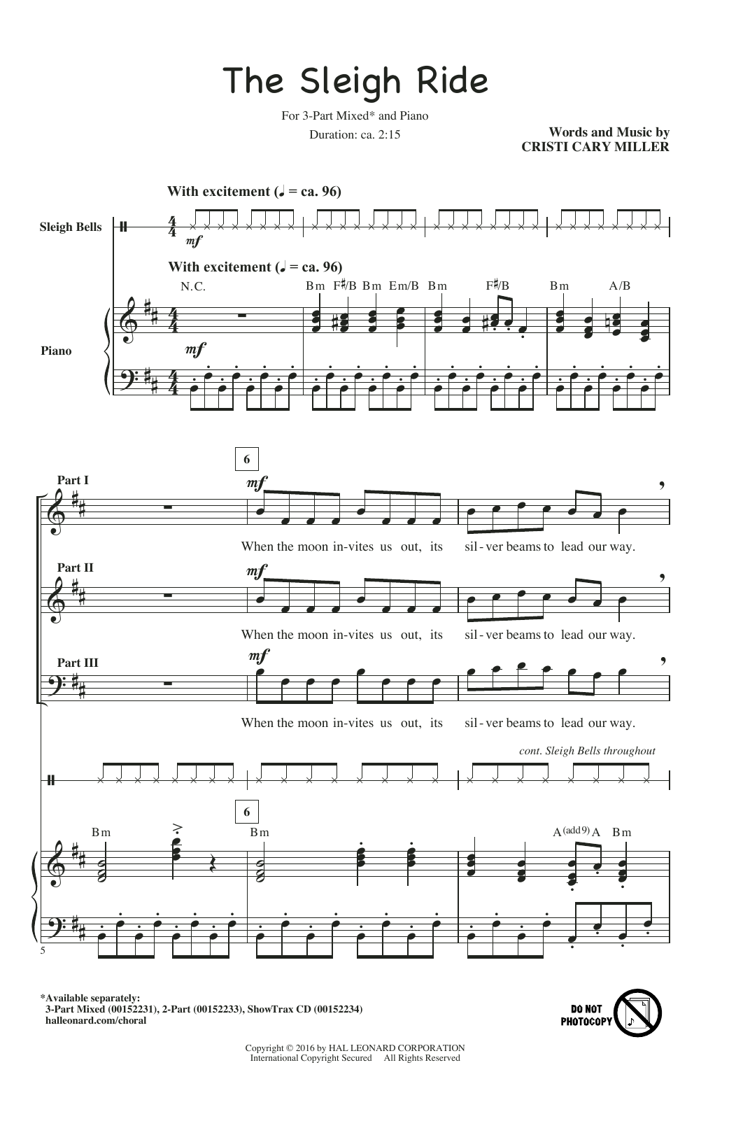 Learn to play Cristi Cary Miller The Sleigh Ride sheet music for 2-Part Choir in minutes. Price: 3.9900$ Cristi Cary Miller The Sleigh Ride sheet music notes and chords arranged for 2-Part Choir
