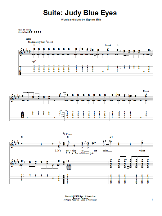 Crosby, Stills & Nash Suite: Judy Blue Eyes sheet music notes and chords. Download Printable PDF.