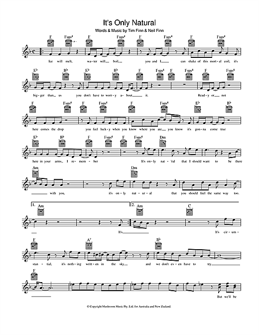 Learn to play Crowded House It's Only Natural sheet music for Piano, Vocal & Guitar (Right-Hand Melody) in minutes. Crowded House It's Only Natural sheet music notes and chords. Download Printable PDF.