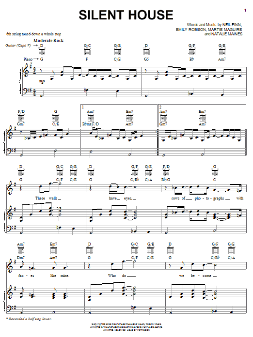 Crowded House Silent House sheet music notes and chords. Download Printable PDF.