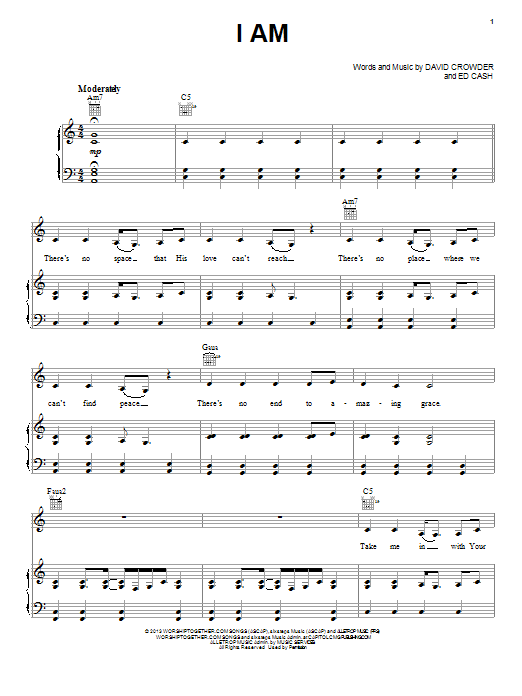 Crowder I Am sheet music notes and chords. Download Printable PDF.