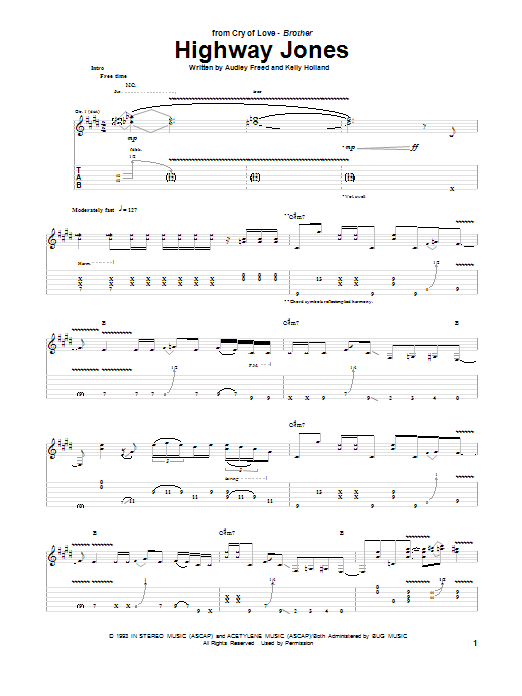 Cry Of Love Highway Jones sheet music notes and chords. Download Printable PDF.