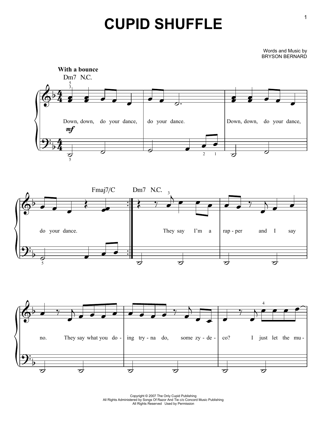 Cupid Cupid Shuffle sheet music notes and chords. Download Printable PDF.