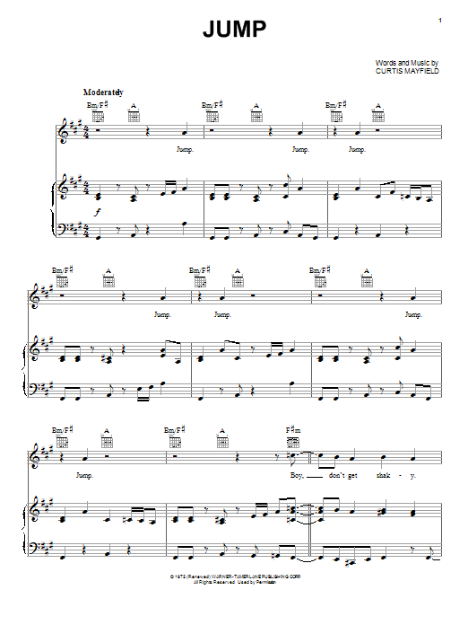 Curtis Mayfield Jump sheet music notes and chords. Download Printable PDF.