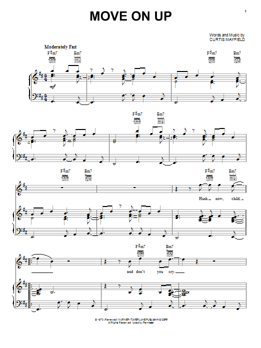 Curtis Mayfield Move On Up Sheet Music Pdf Notes Chords Pop Score Piano Vocal Guitar Right Hand Melody Download Printable Sku 96095