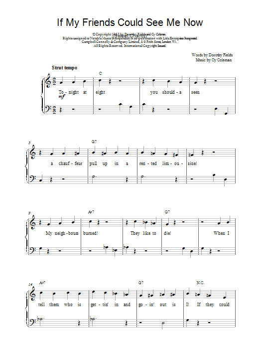 Dorothy Fields If My Friends Could See Me Now (from Sweet Charity) sheet music notes and chords. Download Printable PDF.