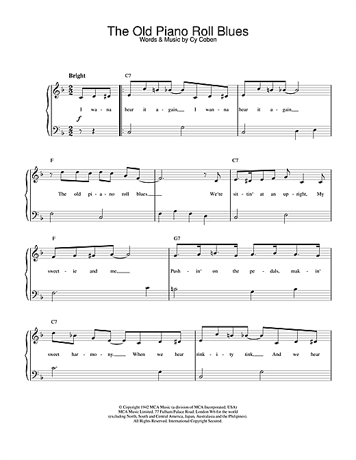 Cy Coben The Old Piano Roll Blues sheet music notes and chords. Download Printable PDF.