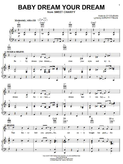 Cy Coleman Baby Dream Your Dream sheet music notes and chords arranged for Lead Sheet / Fake Book