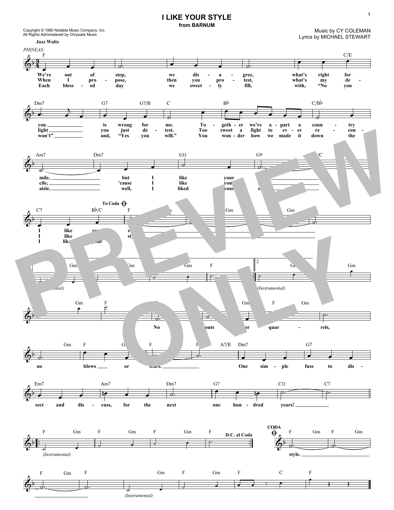 Learn to play Cy Coleman I Like Your Style sheet music for Lead Sheet / Fake Book in minutes. Price: 5.9900$ Cy Coleman I Like Your Style sheet music notes and chords arranged for Lead Sheet / Fake Book