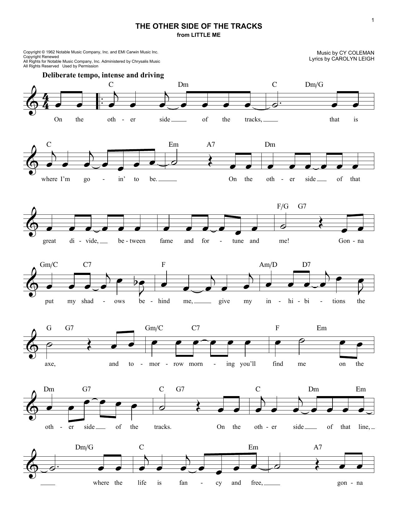 Learn to play Cy Coleman On The Other Side Of The Tracks sheet music for Easy Lead Sheet / Fake Book in minutes. Price: 5.9900$ Cy Coleman On The Other Side Of The Tracks sheet music notes and chords arranged for Easy Lead Sheet / Fake Book