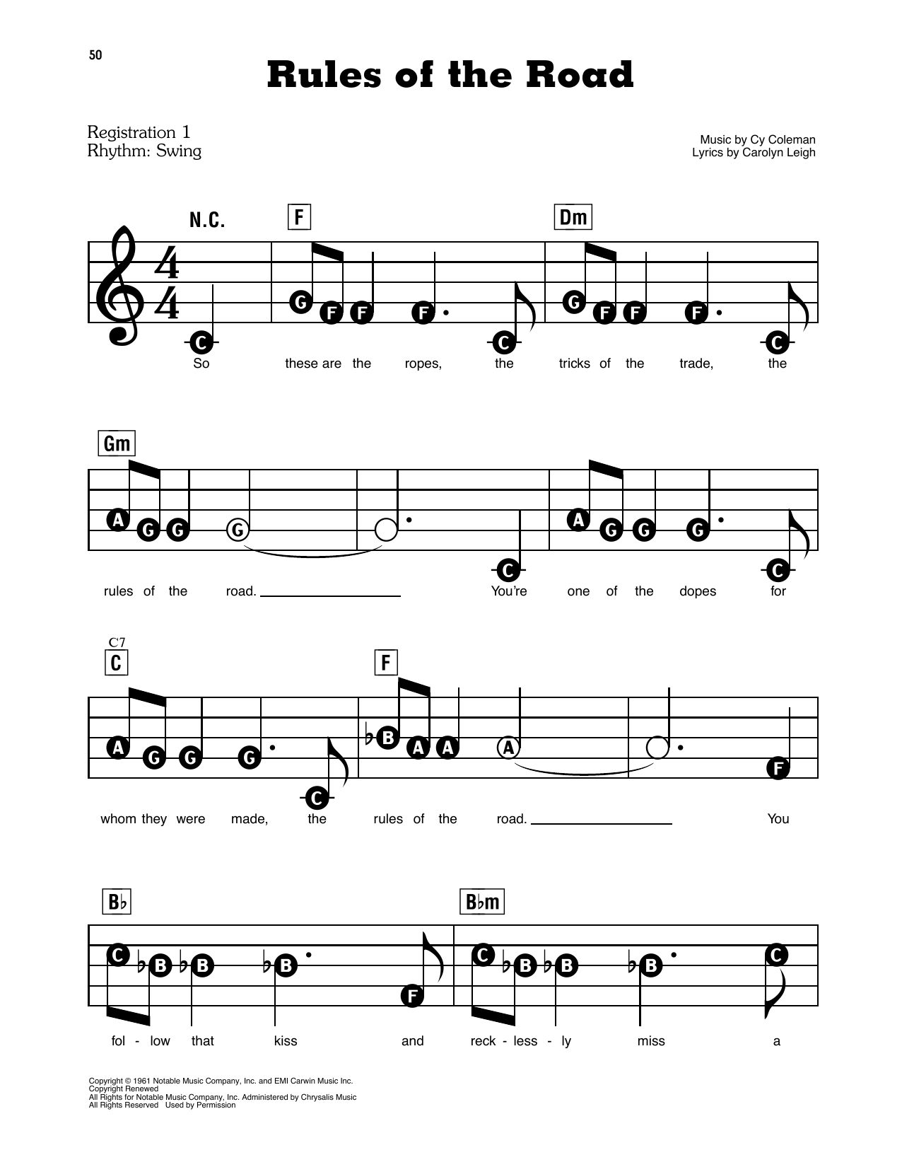 Cy Coleman Rules Of The Road sheet music notes and chords. Download Printable PDF.