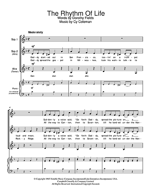 Learn to play Cy Coleman The Rhythm Of Life sheet music for SSA Choir in minutes. Cy Coleman The Rhythm Of Life sheet music notes and chords. Download Printable PDF.