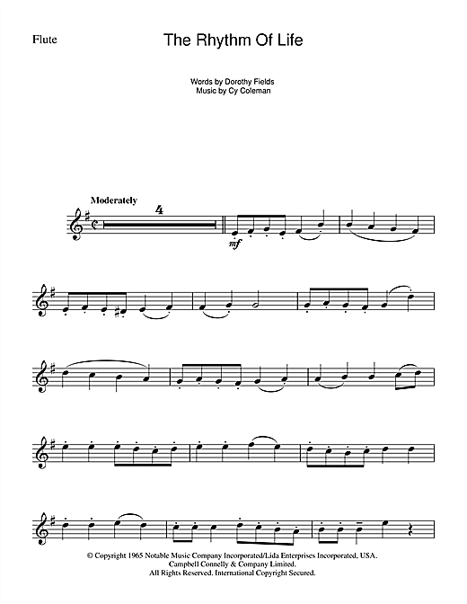 Cy Coleman The Rhythm Of Life (from Sweet Charity) sheet music notes and chords. Download Printable PDF.