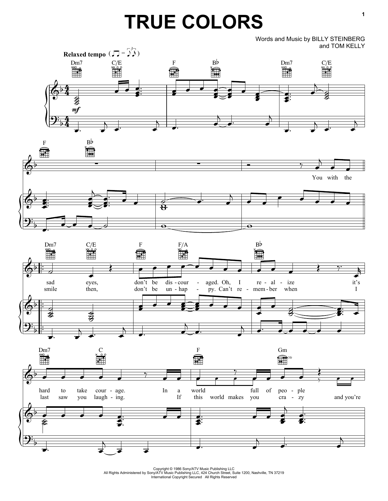 Learn to play Cyndi Lauper True Colors sheet music for Easy Guitar Tab in minutes. Cyndi Lauper True Colors sheet music notes and chords. Download Printable PDF.