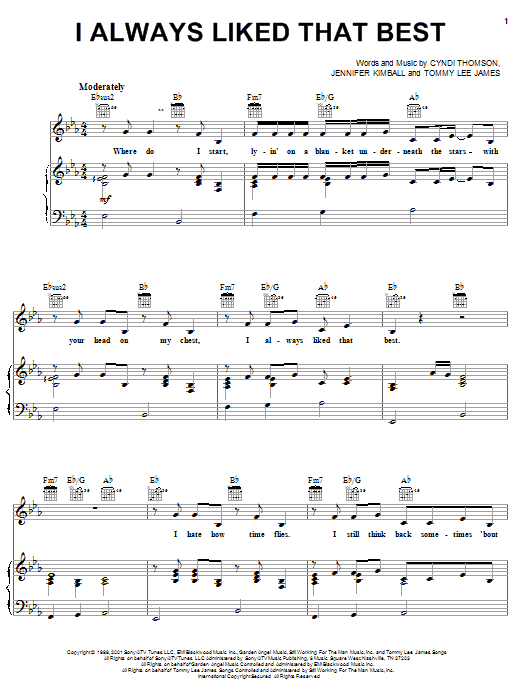 Learn to play Cyndi Thomson I Always Liked That Best sheet music for Piano, Vocal & Guitar (Right-Hand Melody) in minutes. Cyndi Thomson I Always Liked That Best sheet music notes and chords. Download Printable PDF.
