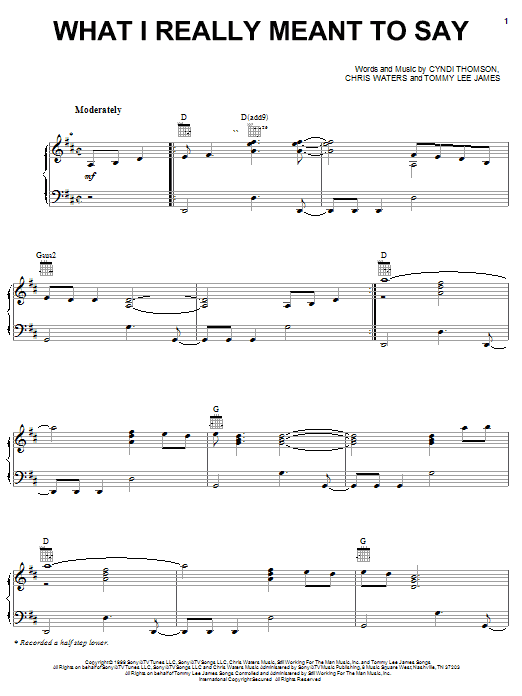 Learn to play Cyndi Thomson What I Really Meant To Say sheet music for Easy Guitar Tab in minutes. Cyndi Thomson What I Really Meant To Say sheet music notes and chords. Download Printable PDF.