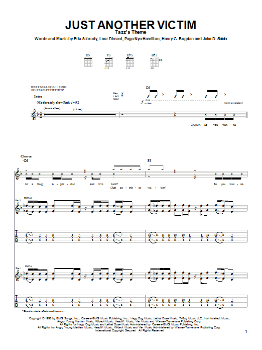 Cypress Hill Just Another Victim sheet music notes and chords. Download Printable PDF.