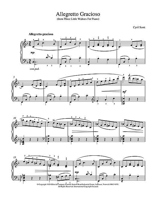 Learn to play Cyril Scott Allegretto Gracioso sheet music for Piano Solo in minutes. Cyril Scott Allegretto Gracioso sheet music notes and chords