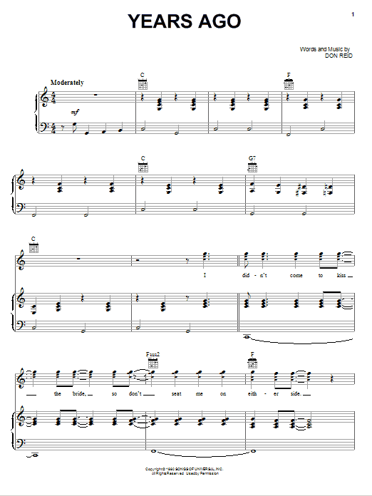 Learn to play Dailey & Vincent Years Ago sheet music for Piano, Vocal & Guitar Chords (Right-Hand Melody) in minutes. Price: 6.9900$ Dailey & Vincent Years Ago sheet music notes and chords arranged for Piano, Vocal & Guitar Chords (Right-Hand Melody)
