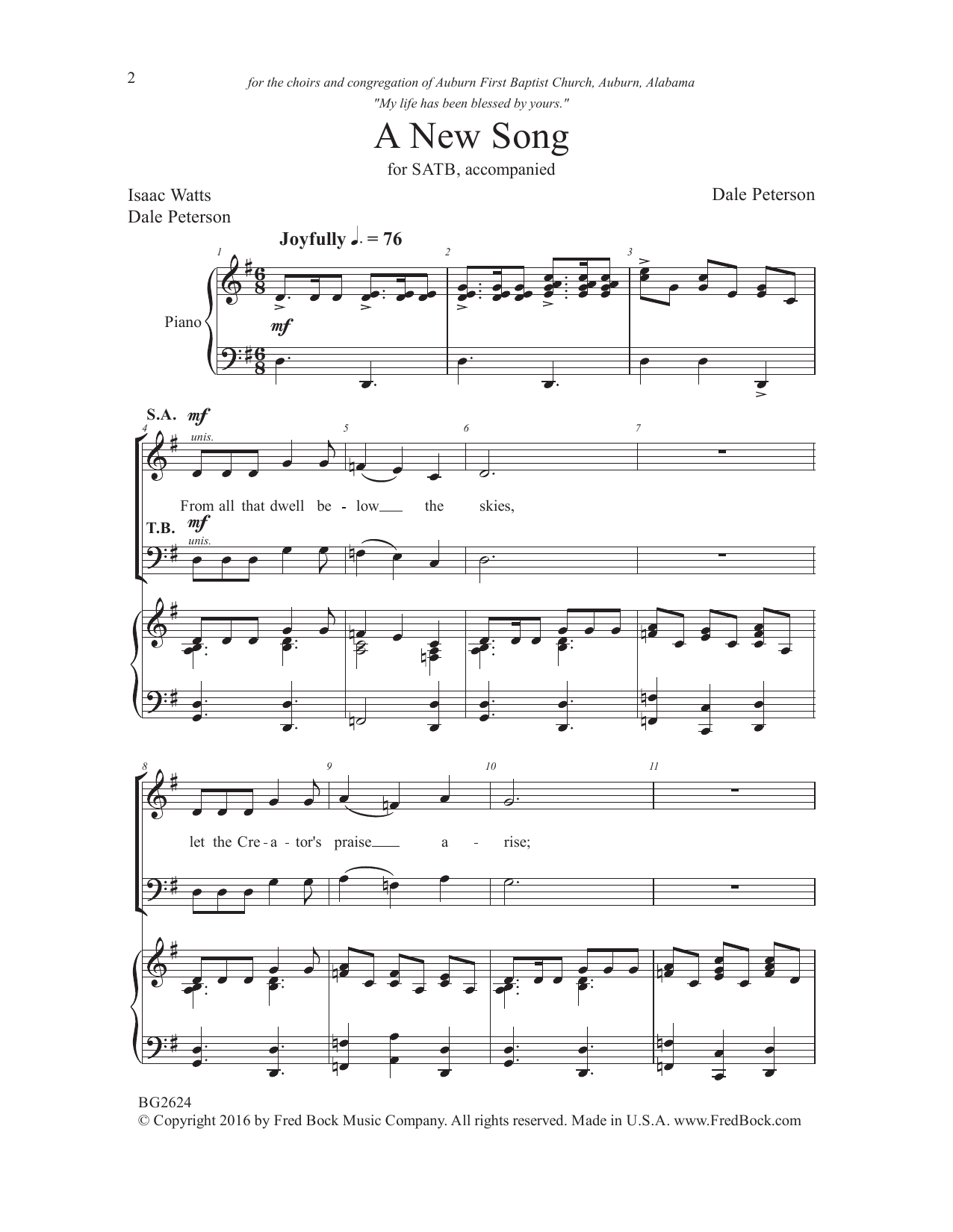 Dale Peterson A New Song sheet music notes and chords. Download Printable PDF.