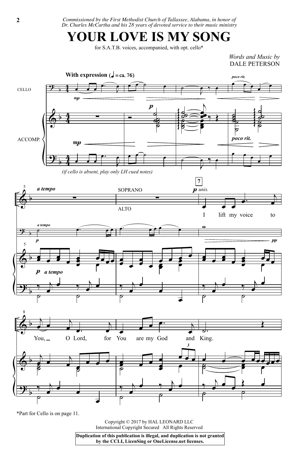 Learn to play Dale Peterson Your Love Is My Song sheet music for SATB Choir in minutes. Price: 3.9900$ Dale Peterson Your Love Is My Song sheet music notes and chords arranged for SATB Choir