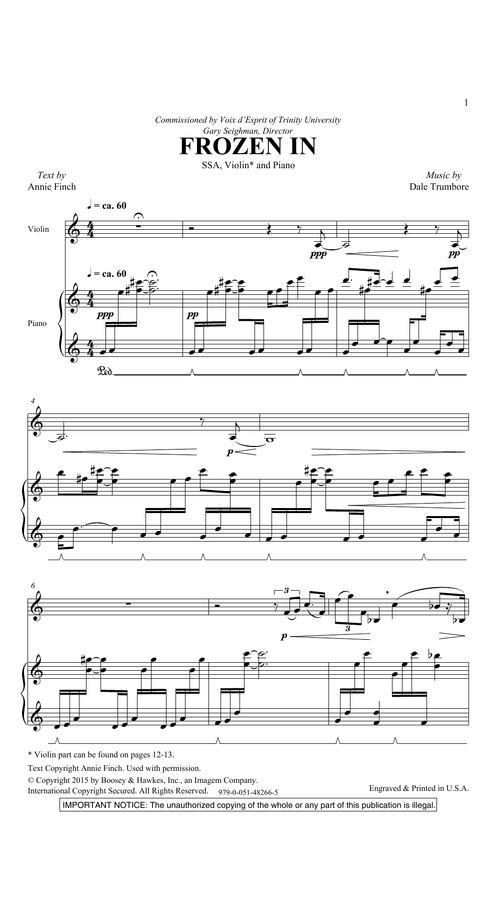 Dale Trumbore Frozen In sheet music notes and chords. Download Printable PDF.