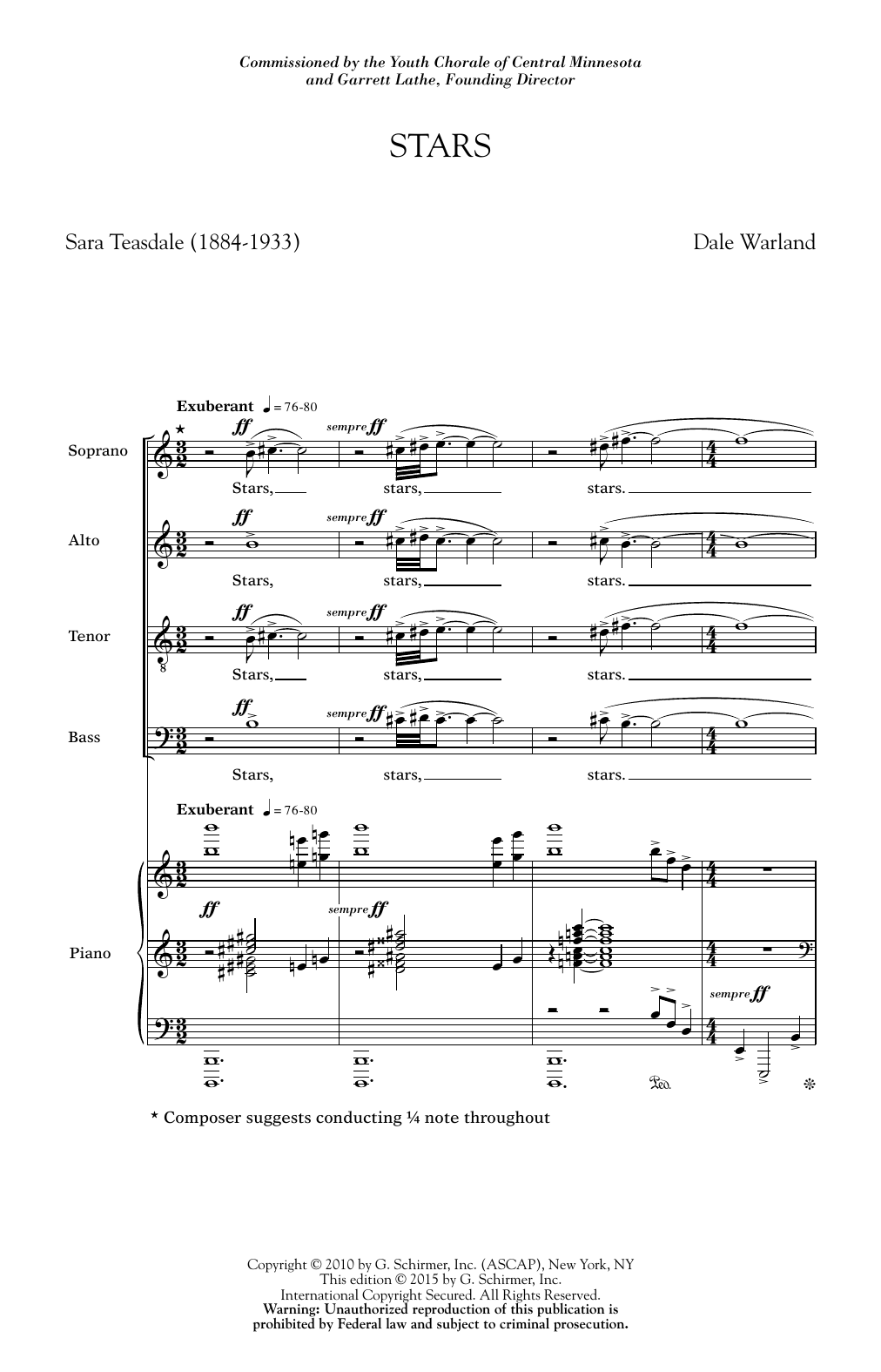 Dale Warland Stars sheet music notes and chords. Download Printable PDF.