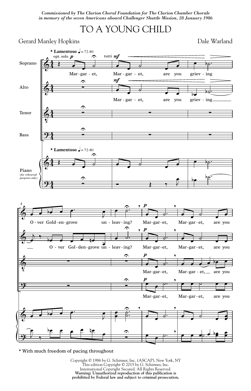 Learn to play Dale Warland To A Young Child sheet music for SATB Choir in minutes. Price: 3.9900$ Dale Warland To A Young Child sheet music notes and chords arranged for SATB Choir