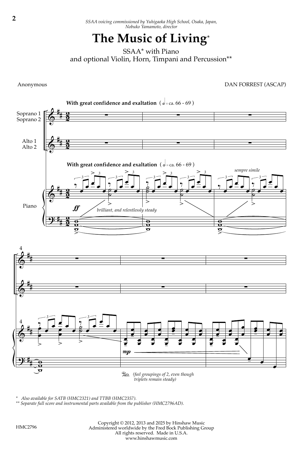 Dan Forrest The Music Of Living sheet music notes and chords. Download Printable PDF.