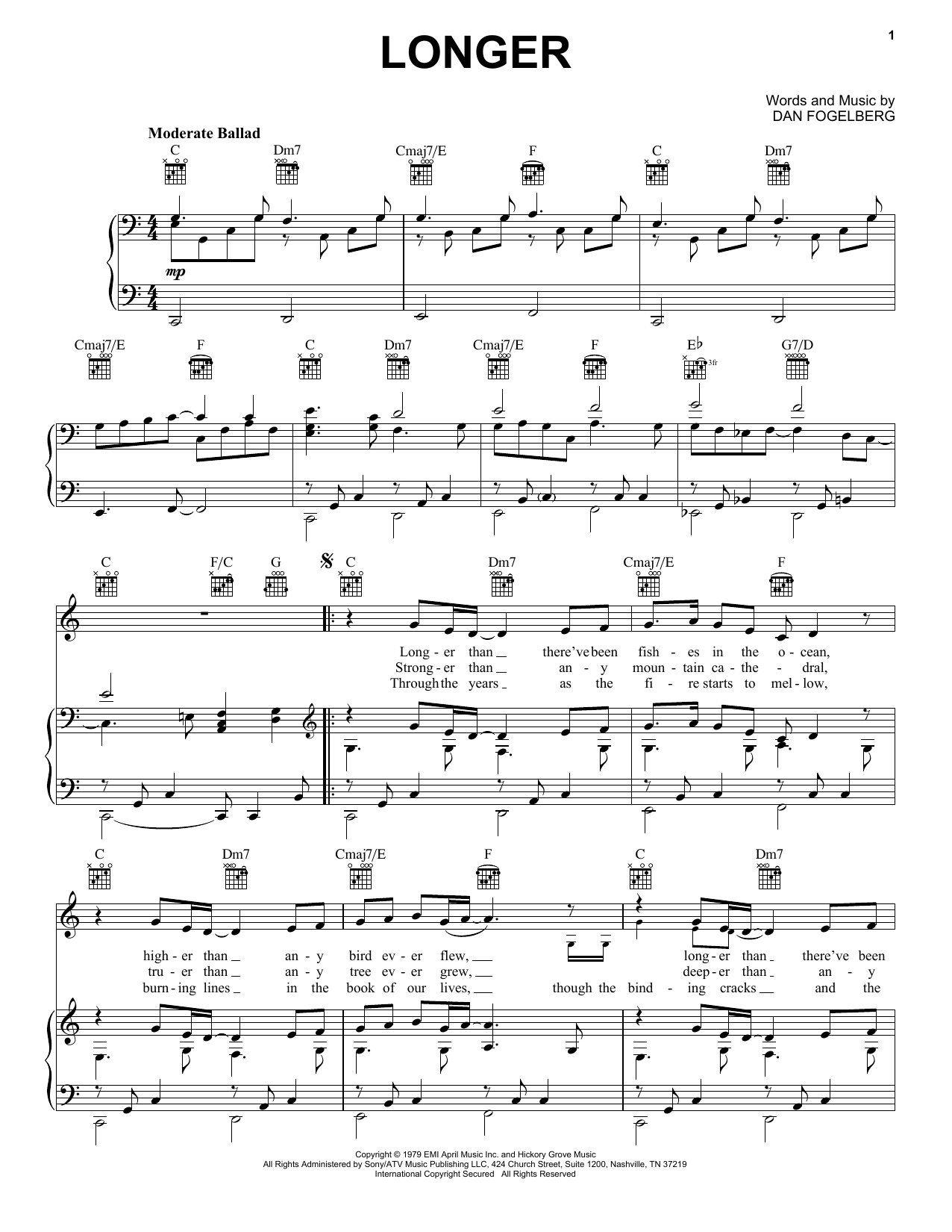 Dan Fogelberg Longer sheet music notes and chords. Download Printable PDF.
