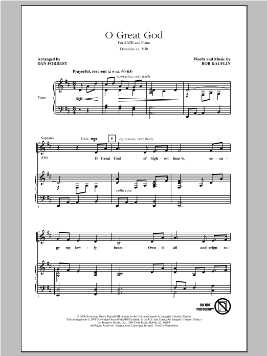 Dan Forrest O Great God sheet music notes and chords arranged for SATB Choir