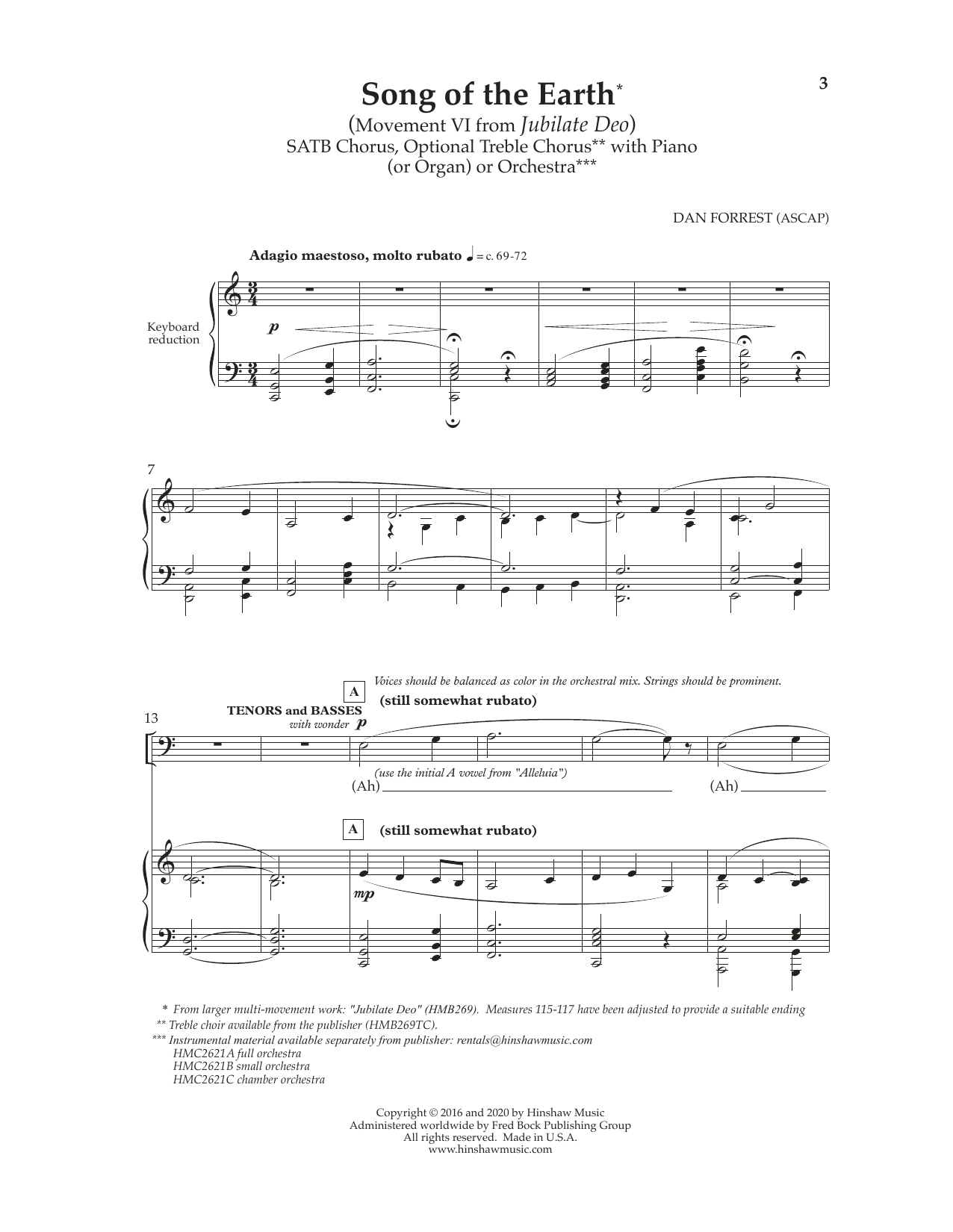 Learn to play Dan Forrest Song Of The Earth (Movement VI) (from Jubilate Deo) sheet music for SATB Choir in minutes. Price: 3.9900$ Dan Forrest Song Of The Earth (Movement VI) (from Jubilate Deo) sheet music notes and chords arranged for SATB Choir