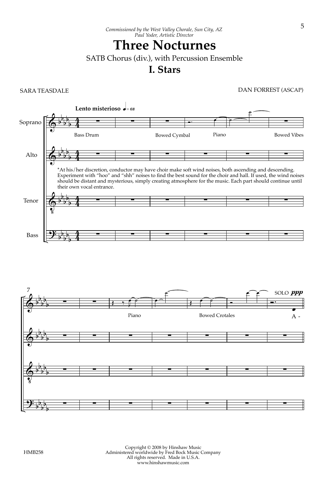 Dan Forrest Three Nocturnes sheet music notes and chords. Download Printable PDF.