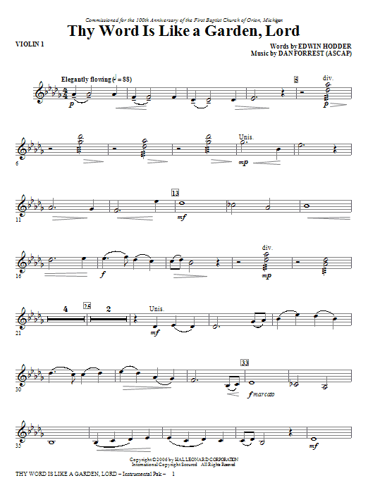 Learn to play Dan Forrest Thy Word Is Like A Garden, Lord - Violin 1 sheet music for Choir Instrumental Pak in minutes. Dan Forrest Thy Word Is Like A Garden, Lord - Violin 1 sheet music notes and chords. Download Printable PDF.