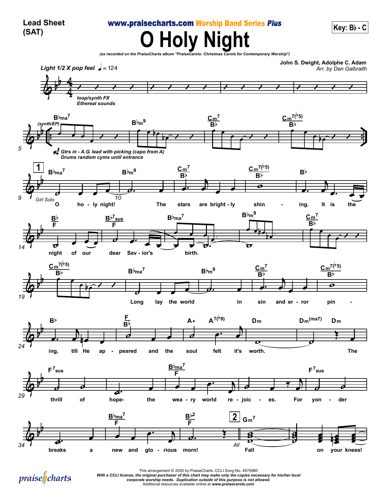 Dan Galbraith O Holy Night sheet music notes and chords. Download Printable PDF.