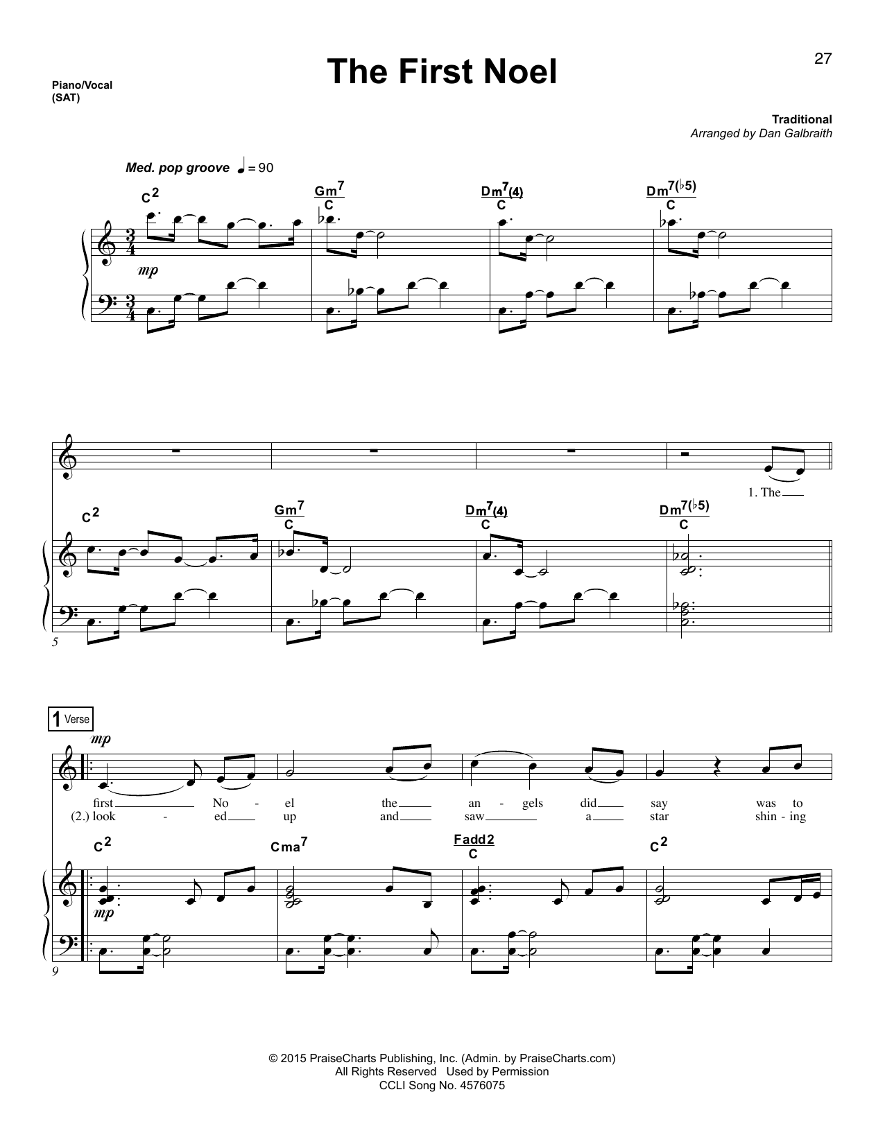 Christmas Carol The First Noel sheet music notes and chords. Download Printable PDF.