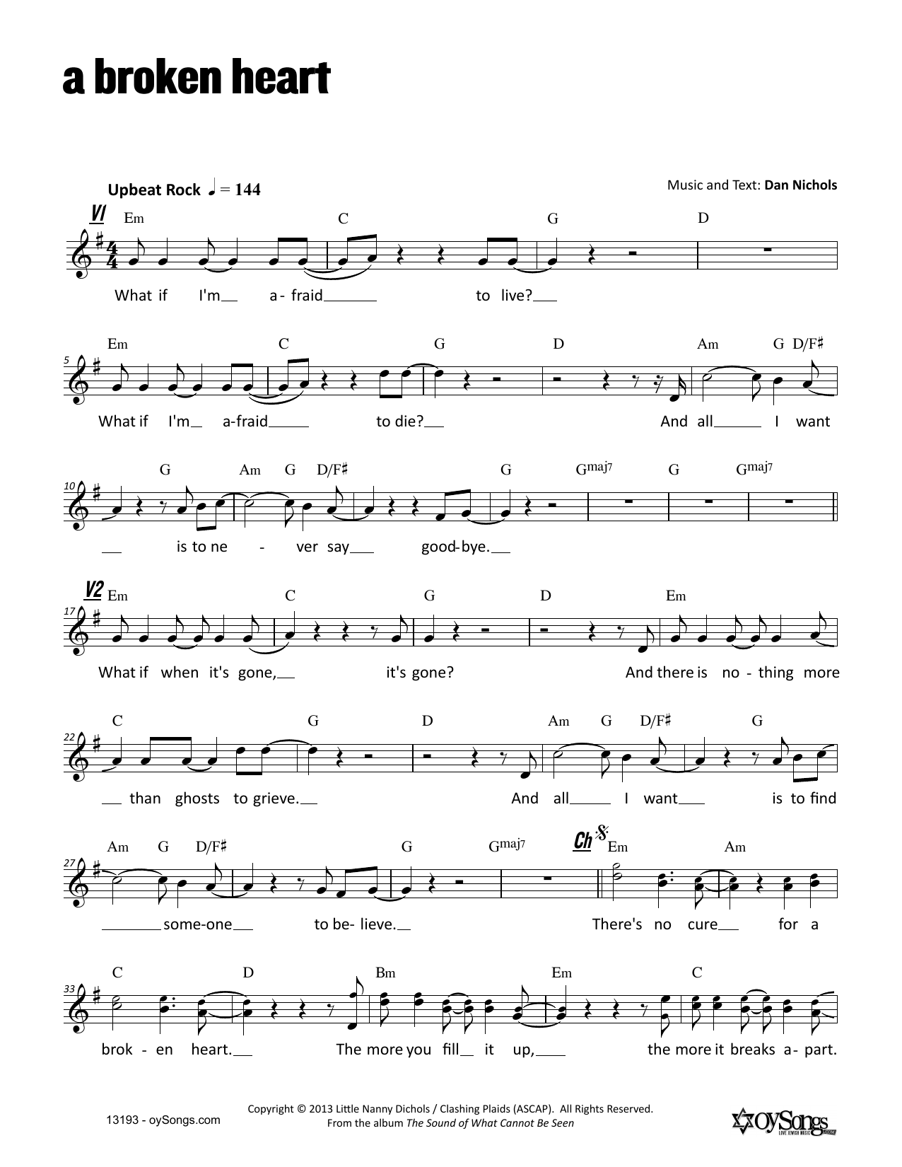 Dan Nichols A Broken Heart sheet music notes and chords. Download Printable PDF.