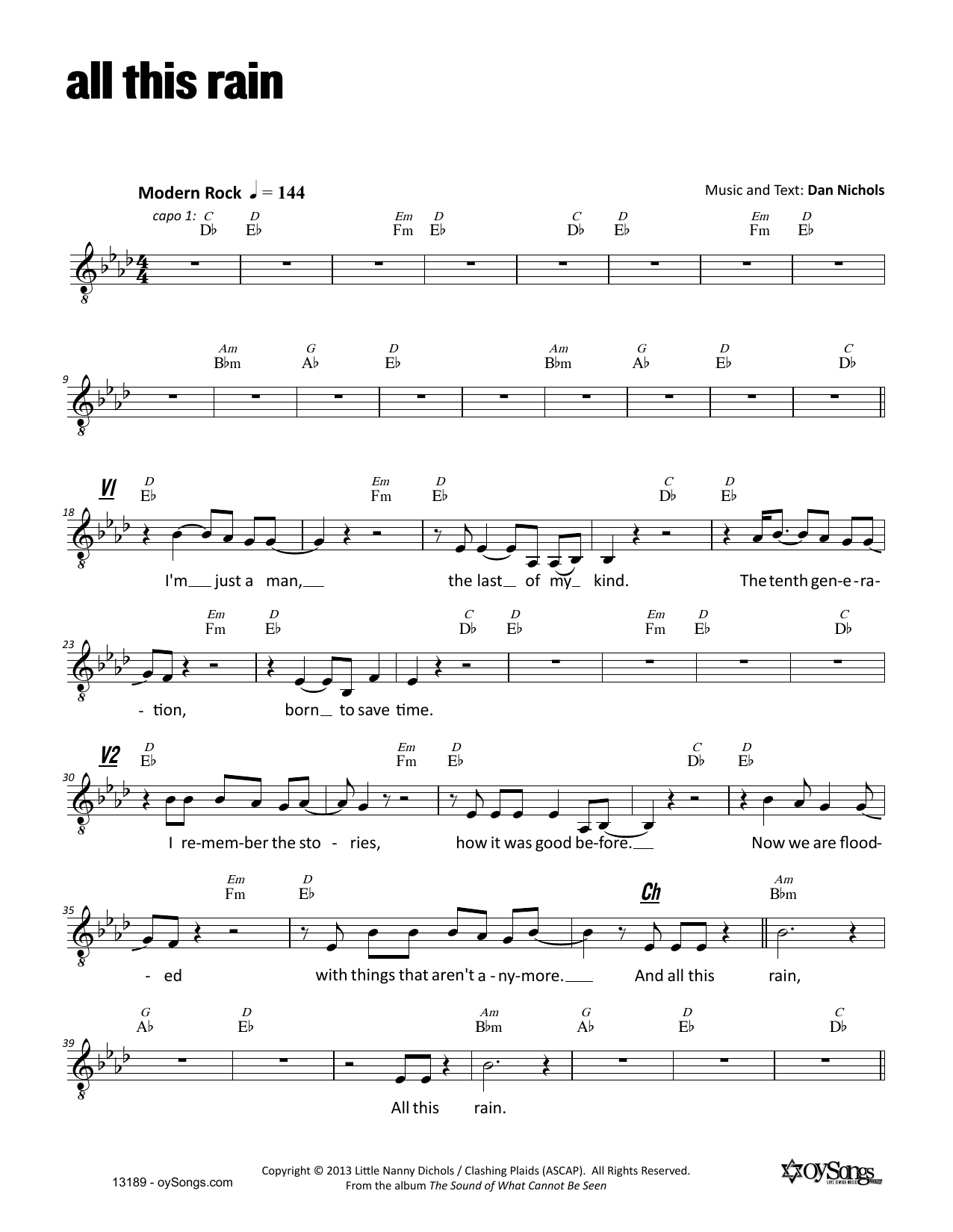 Dan Nichols All This Rain sheet music notes and chords. Download Printable PDF.