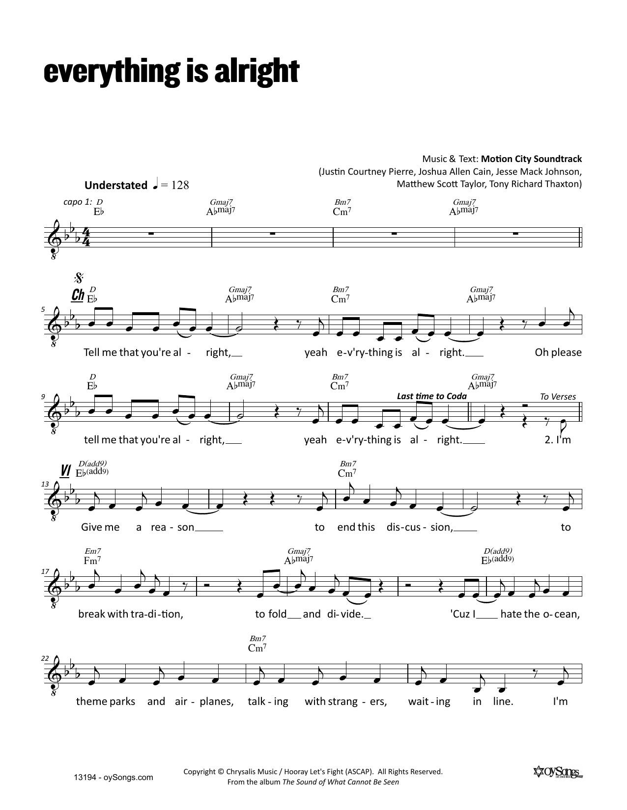 Dan Nichols Everything Is Alright sheet music notes and chords. Download Printable PDF.