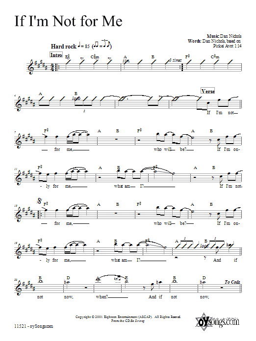 Learn to play Dan Nichols If I'm Not For Me sheet music for Lead Sheet / Fake Book in minutes. Price: 5.9900$ Dan Nichols If I'm Not For Me sheet music notes and chords arranged for Lead Sheet / Fake Book