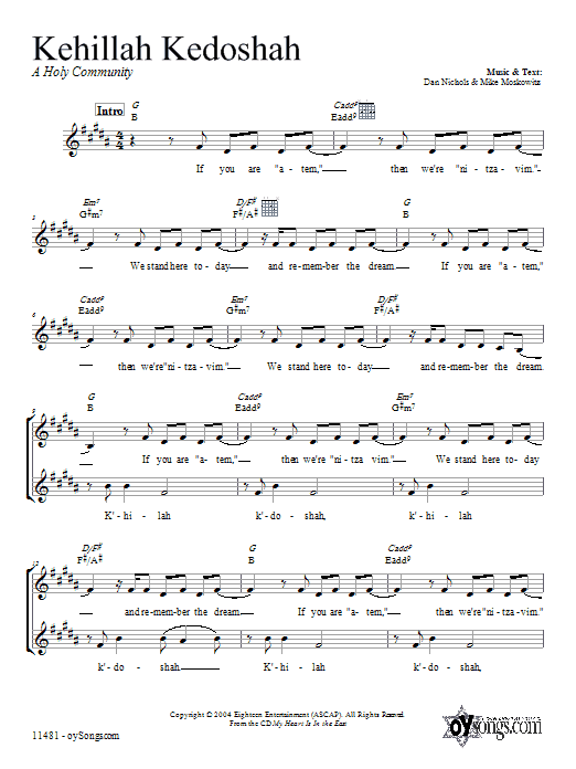 Dan Nichols Kehillah Kedoshah sheet music notes and chords. Download Printable PDF.