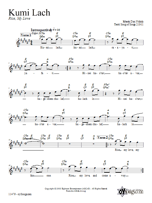 Dan Nichols Kumi Lach sheet music notes and chords. Download Printable PDF.