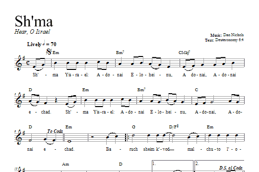 Dan Nichols Shema sheet music notes and chords. Download Printable PDF.