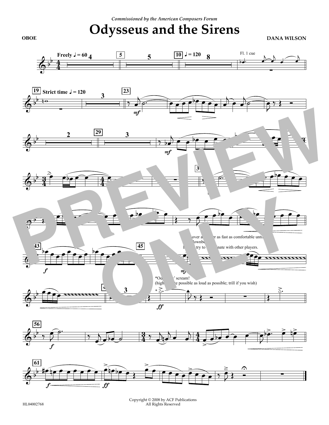 Learn to play Dana Wilson Odysseus and the Sirens - Oboe sheet music for Concert Band in minutes. Price: 5.9900$ Dana Wilson Odysseus and the Sirens - Oboe sheet music notes and chords arranged for Concert Band