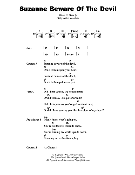 Learn to play Dandy Livingstone Suzanne Beware Of The Devil sheet music for Piano, Vocal & Guitar in minutes. Price: 7.8900$ Dandy Livingstone Suzanne Beware Of The Devil sheet music notes and chords. Download Printable PDF.