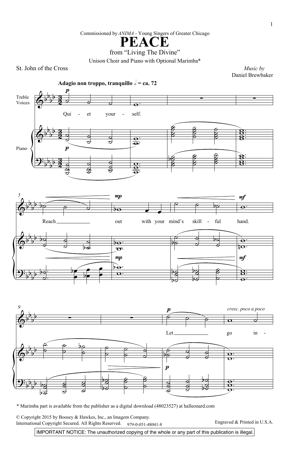 Daniel Brewbaker Peace sheet music notes and chords. Download Printable PDF.