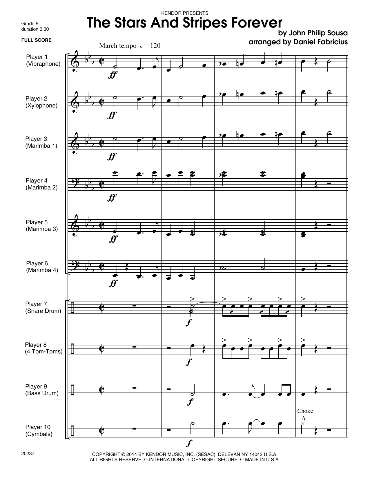 Daniel Fabricious The Stars And Stripes Forever - Full Score sheet music notes and chords. Download Printable PDF.
