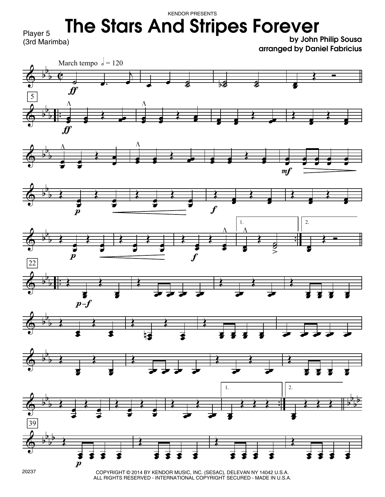 Learn to play Daniel Fabricious The Stars And Stripes Forever - Percussion 5 sheet music for Percussion Ensemble in minutes. Price: 22.9900$ Daniel Fabricious The Stars And Stripes Forever - Percussion 5 sheet music notes and chords. Download Printable PDF.