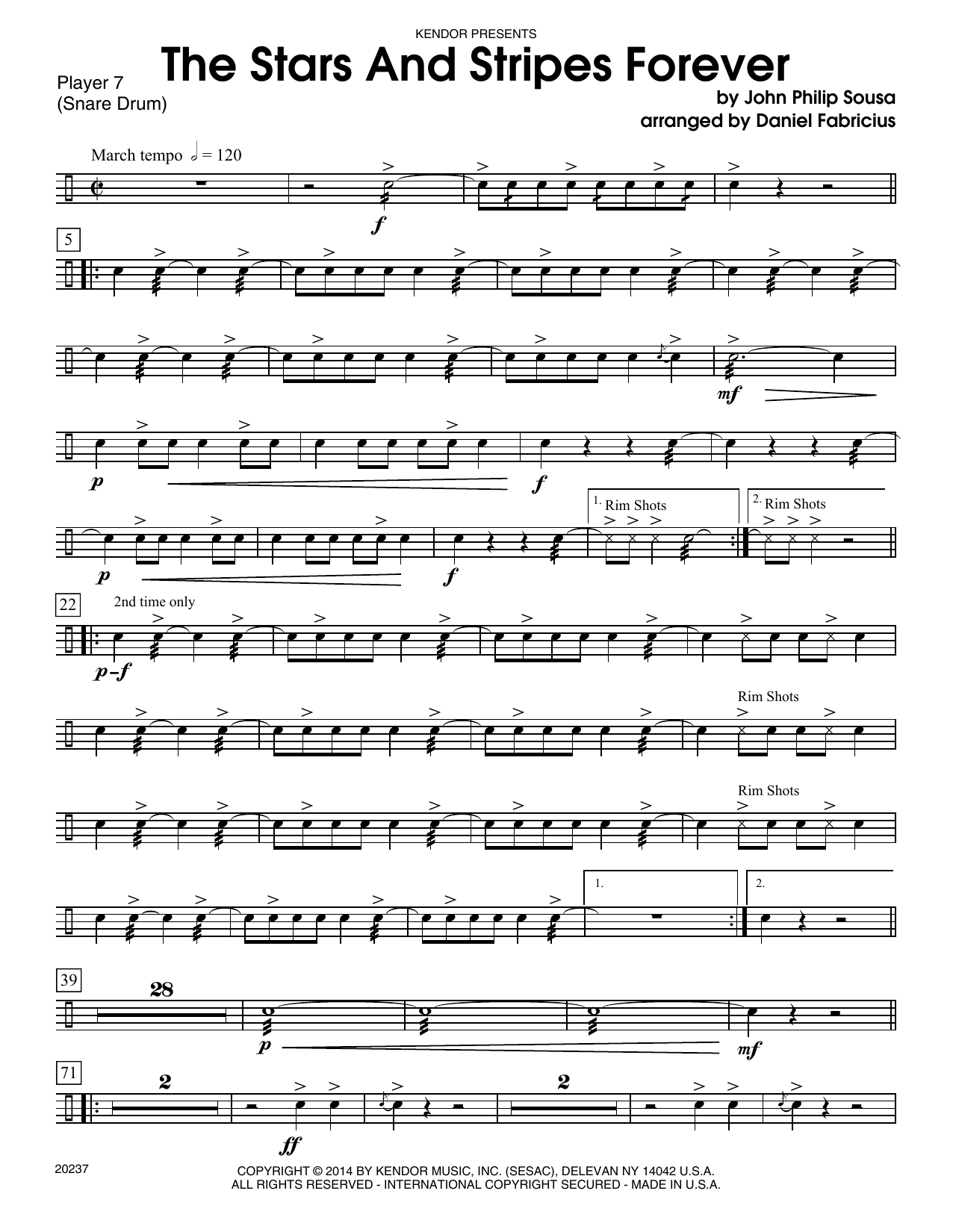 Learn to play Daniel Fabricious The Stars And Stripes Forever - Percussion 7 sheet music for Percussion Ensemble in minutes. Price: 22.9900$ Daniel Fabricious The Stars And Stripes Forever - Percussion 7 sheet music notes and chords. Download Printable PDF.