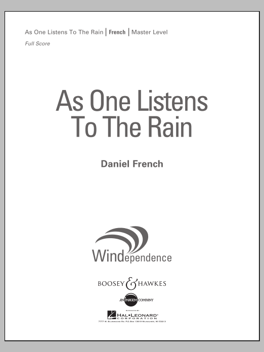 Learn to play Daniel French As One Listens to the Rain - Conductor Score (Full Score) sheet music for Concert Band in minutes. Daniel French As One Listens to the Rain - Conductor Score (Full Score) sheet music notes and chords. Download Printable PDF.